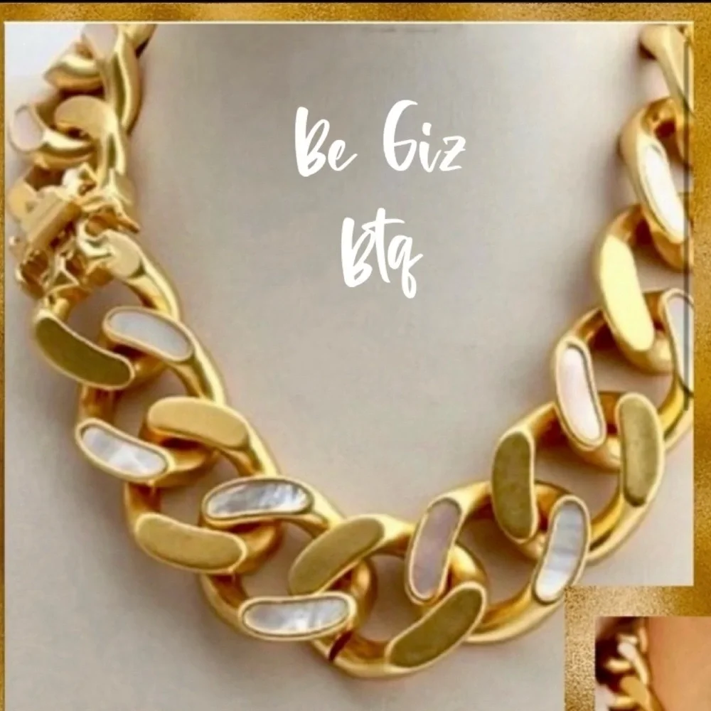 Authentic Tory Burch Gold and Cream Statement Necklace